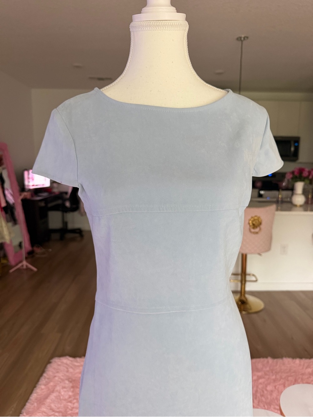 Rampage Pale Blue Short Sleeve Sheath Dress - Picture 2 of 7